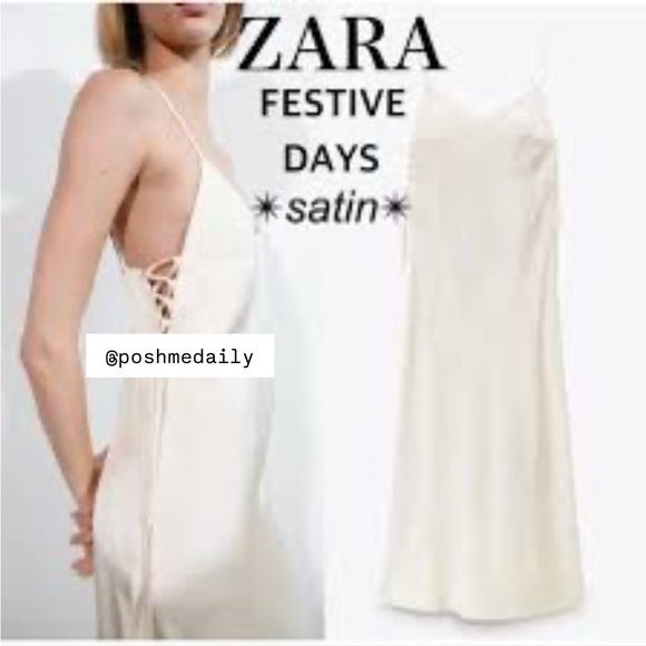 Zara Dresses & Skirts - Zara cream satin dress XS